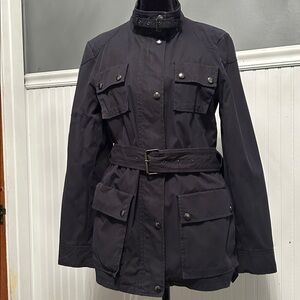 Banana Republic Midnight Navy Jacket with Plaid Interior